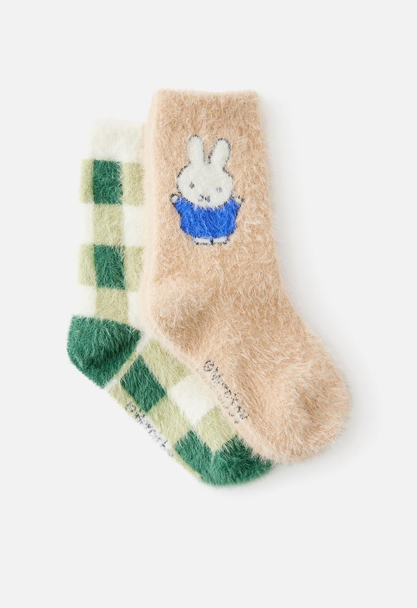 Cotton On - Kids Licensed Home Socks - Lcn Mif Miffy Gingham/Latte Cream