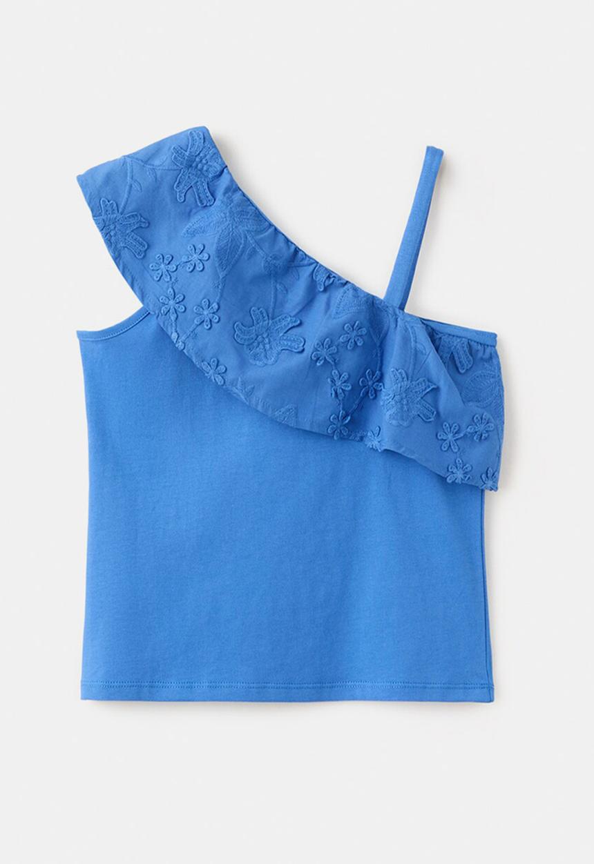 MANGO - T-Shirt VOLANTI - Bright Blue