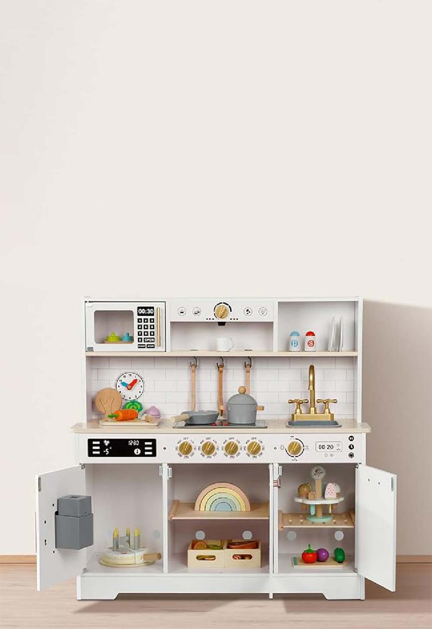 Greenbean Learning - Pretend Play Wooden Kitchen Set - white