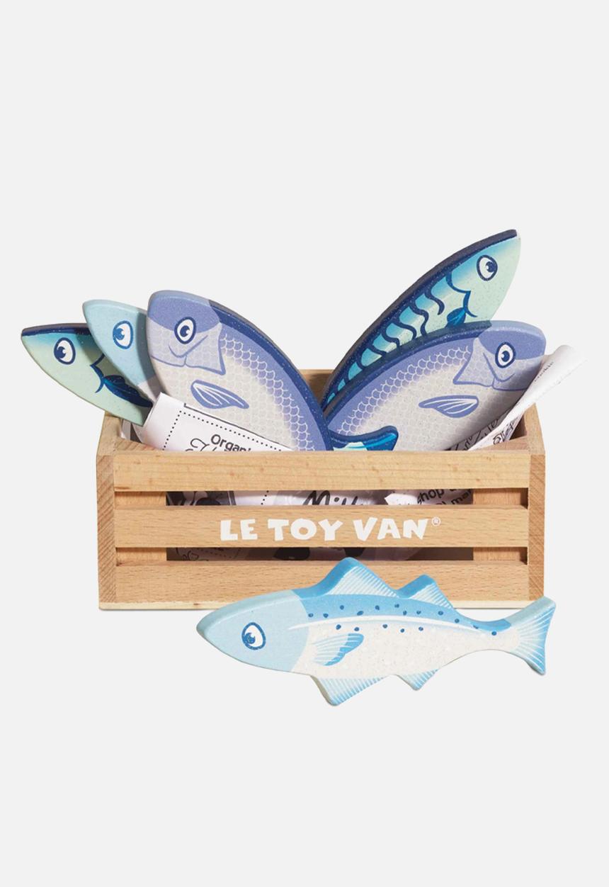 Le Toy Van - 8 Pcs Wooden Fish Food Crate - multi
