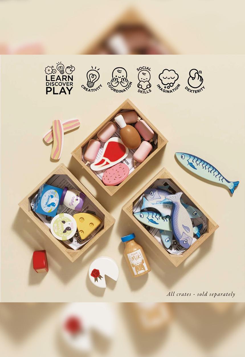 Le Toy Van - 7 Pcs Wooden Bakery & Patisserie Food Crate - multi