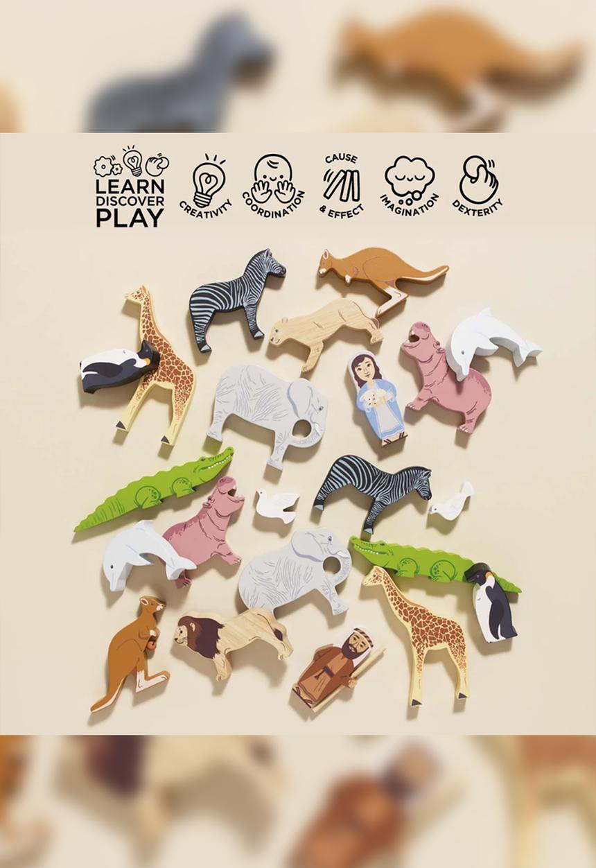 Le Toy Van - 23 Pcs Noah's Great Wooden Ark & Animals - multi