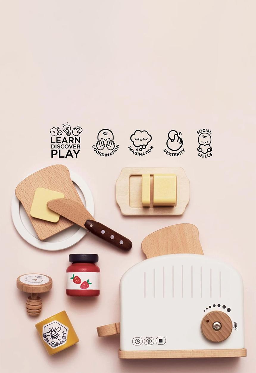 Le Toy Van - 12 Pcs Wooden Toaster & Breakfast Set - multi