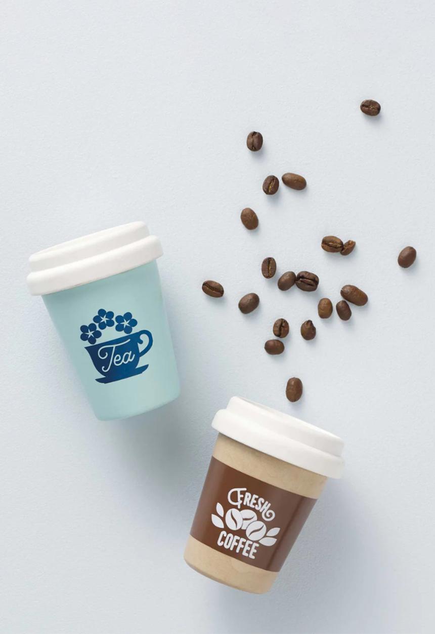 Le Toy Van - 2 Pcs Wooden Tea & Coffee Re-Useable Eco Cups - multi