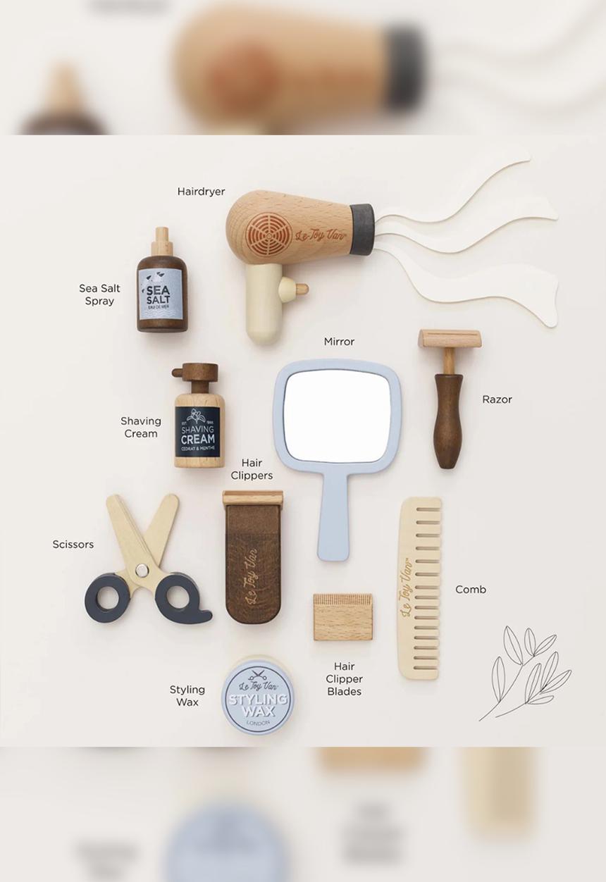 Le Toy Van - 12 Pcs Wooden Hairdresser and Barber Kit - neutral