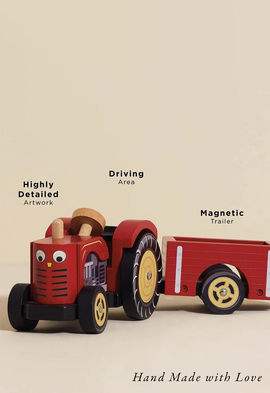 Le Toy Van - Wooden Farmyard Tractor & Trailer - multi