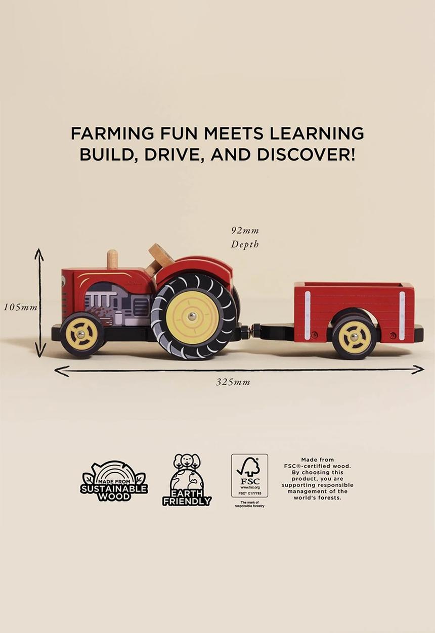 Le Toy Van - Wooden Farmyard Tractor & Trailer - multi