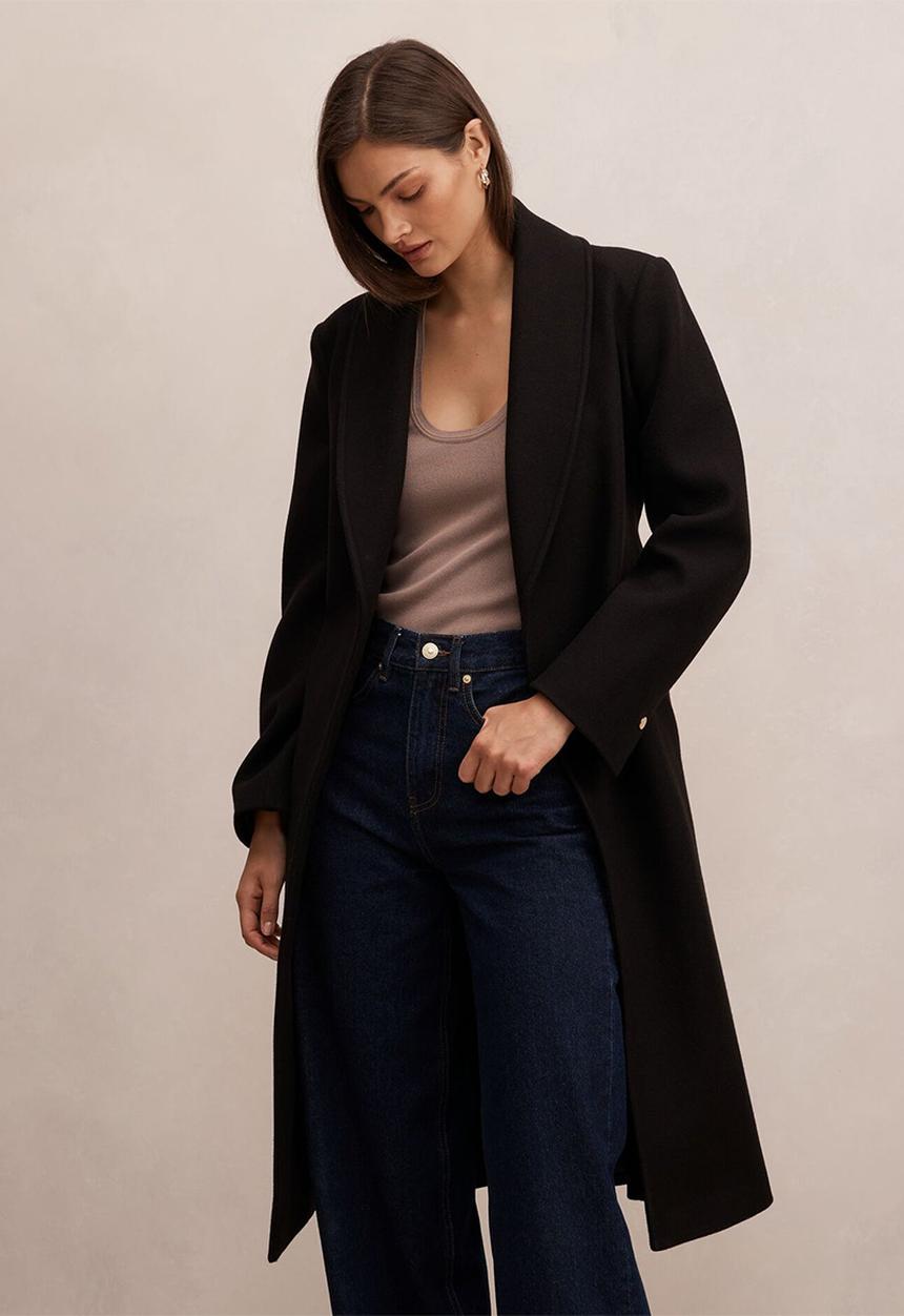 Forever New - Clarissa Wrap Coat In Black
