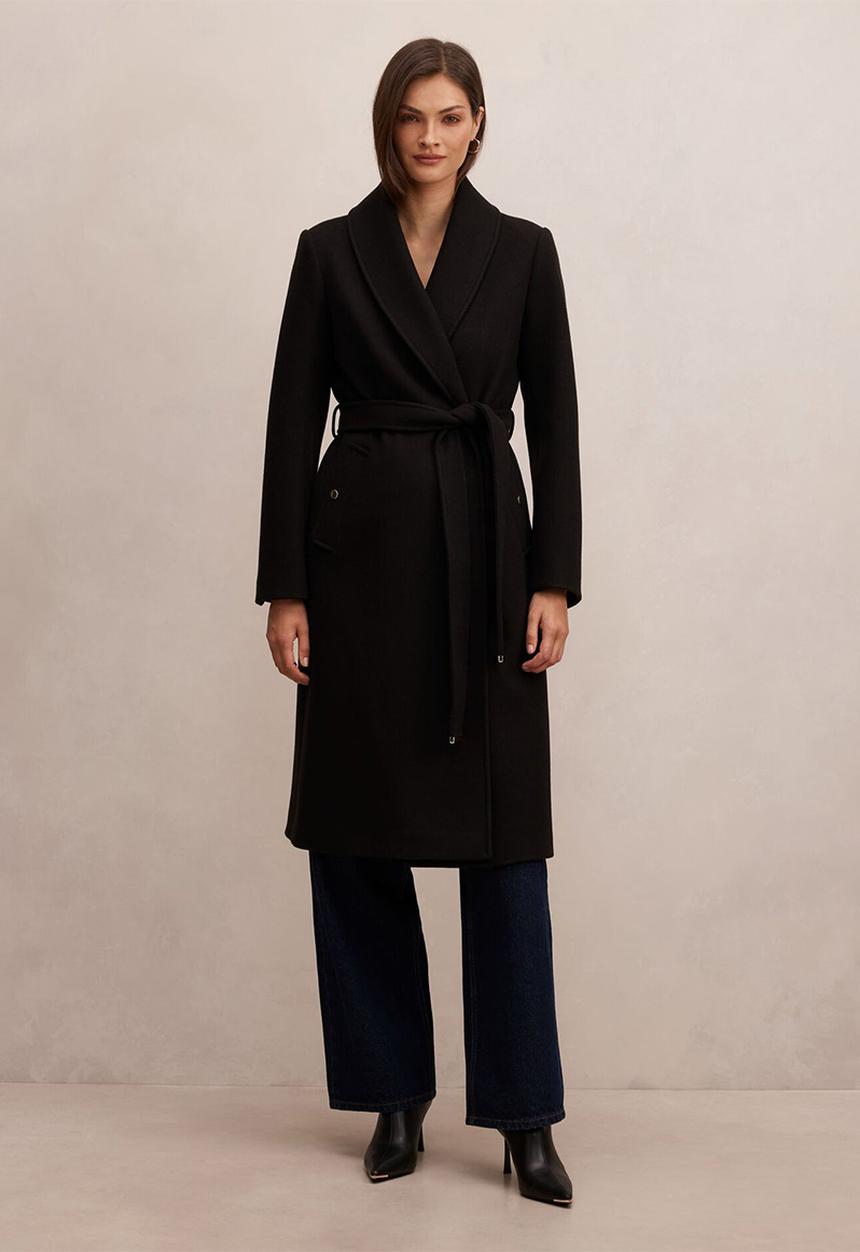 Forever New - Clarissa Wrap Coat In Black