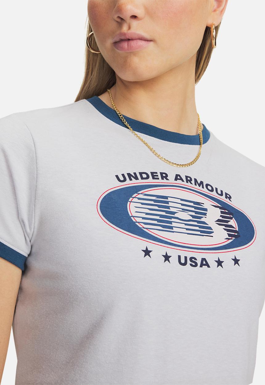 Under Armour - UA Ringer Grx Tee - Halo Grey Light Heather/Wham Blue
