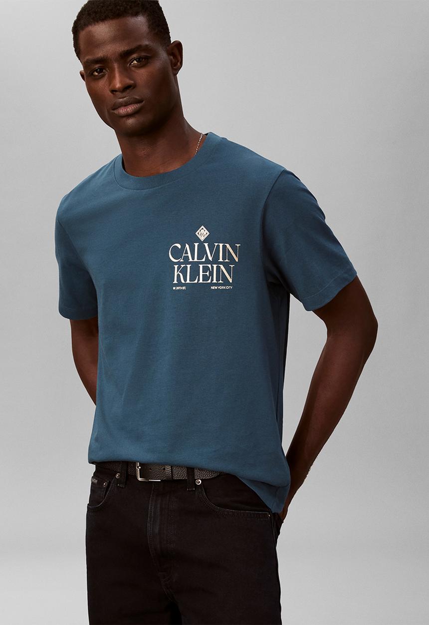 Calvin Klein - Ss 20S Calvin Roses Graphic Tee - Navy Teal