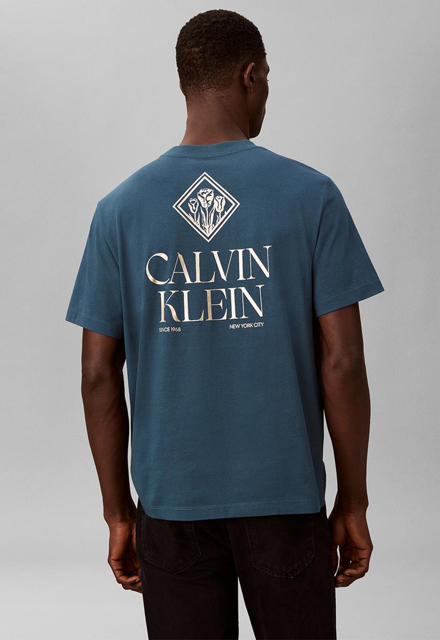 Calvin Klein - Ss 20S Calvin Roses Graphic Tee - Navy Teal