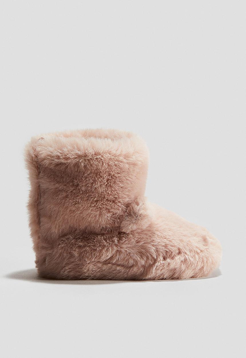 H&M - Soft-sole fluffy slippers - light pink