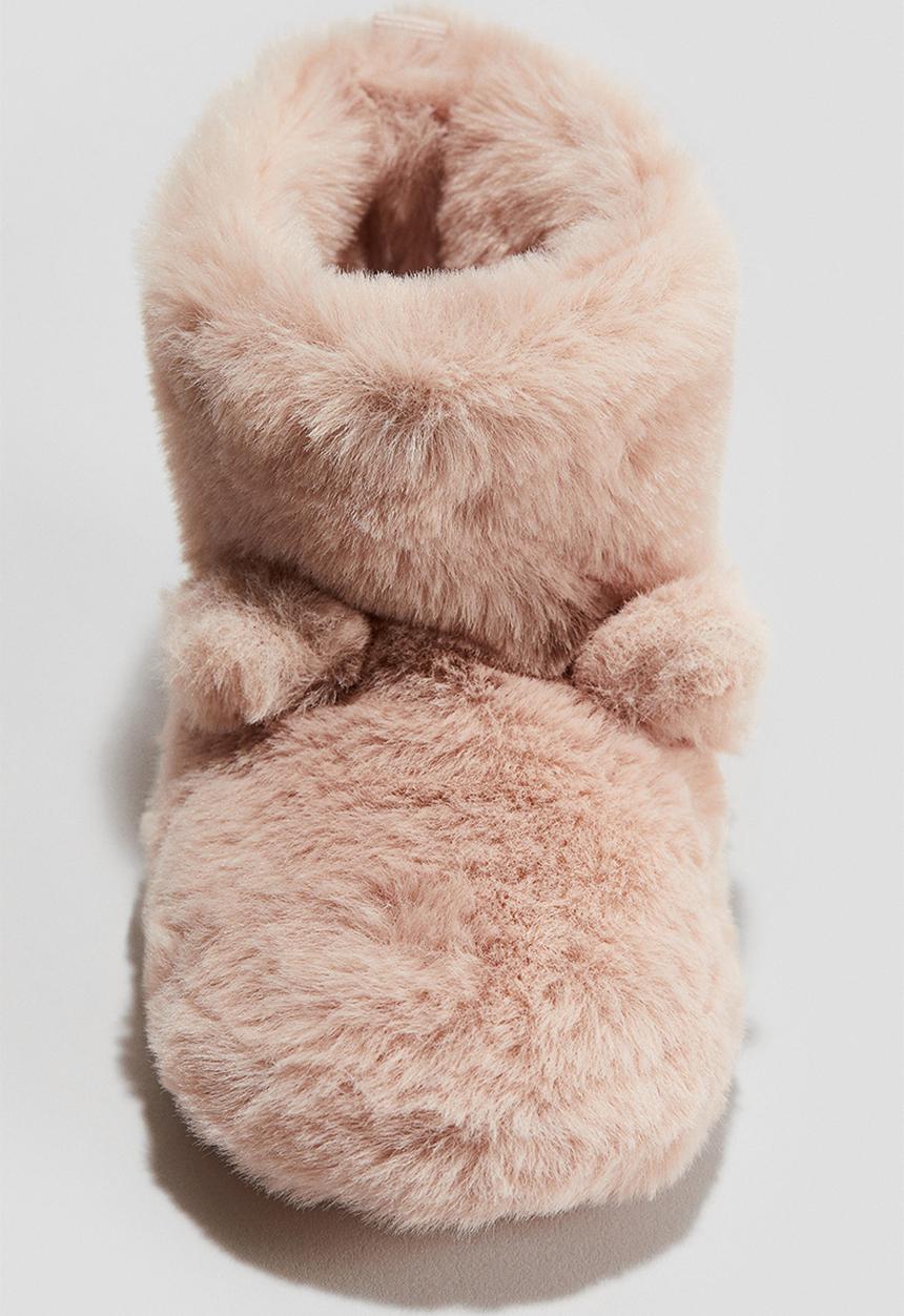 H&M - Soft-sole fluffy slippers - light pink