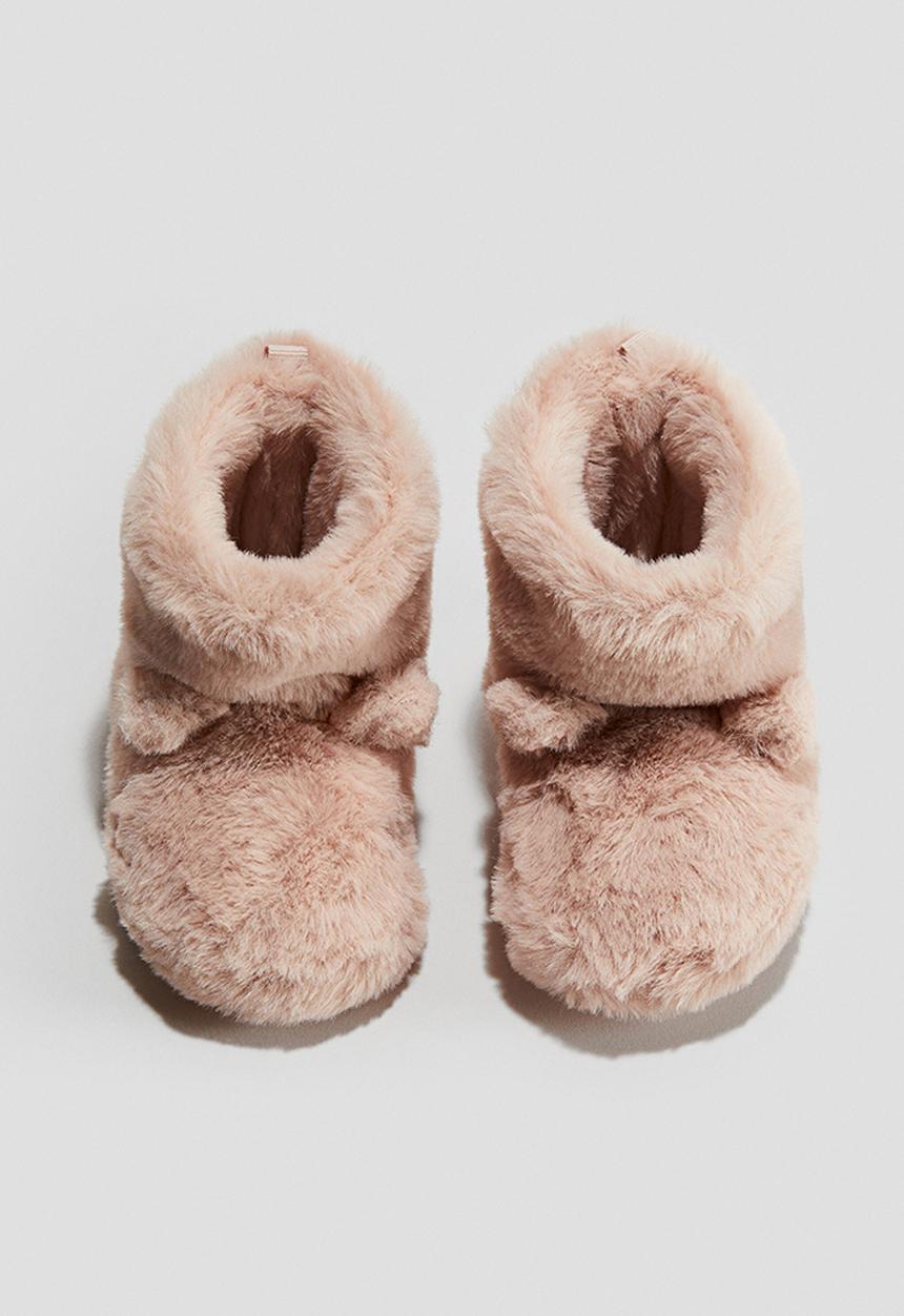 H&M - Soft-sole fluffy slippers - light pink
