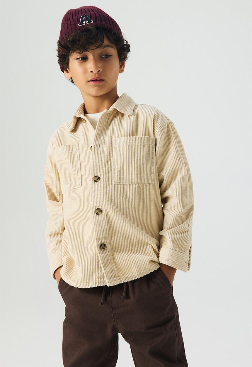 H&M - Cotton corduroy overshirt - light beige