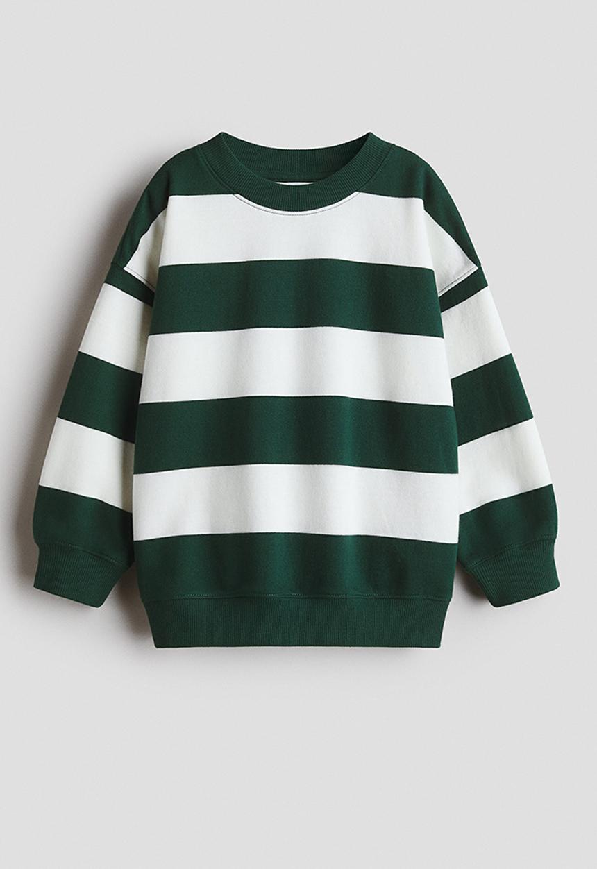H&M - Oversized brushed-inside sweatshirt - dark green/white