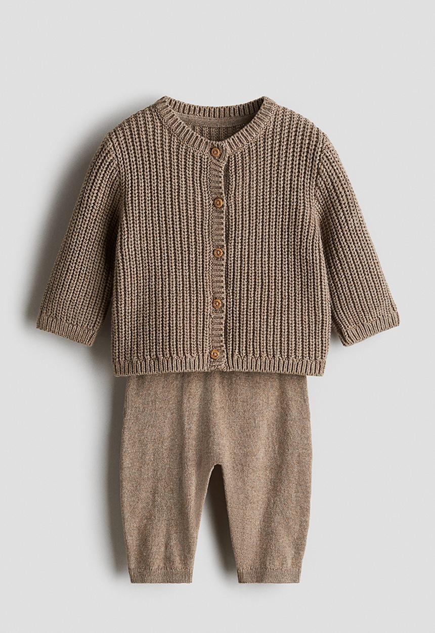 H&M - 2-piece cotton-knit set - beige