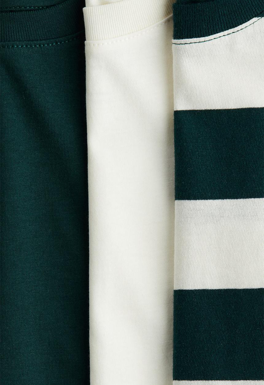 H&M - 3-pack cotton t-shirts - green/white striped