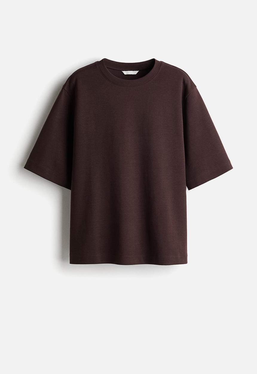 H&M - Boxy interlock T-shirt - dark brown