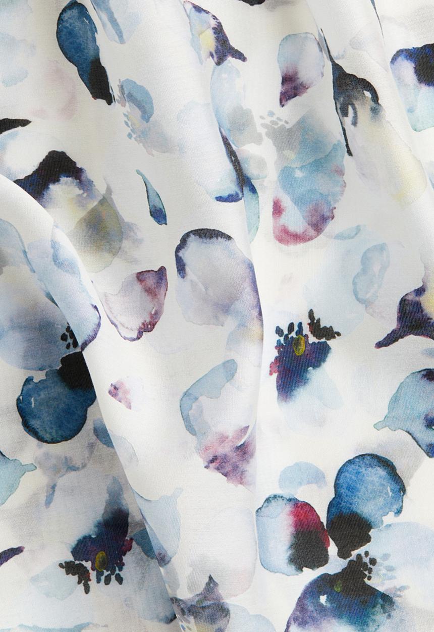 H&M - Draped-collar top - white/blue floral