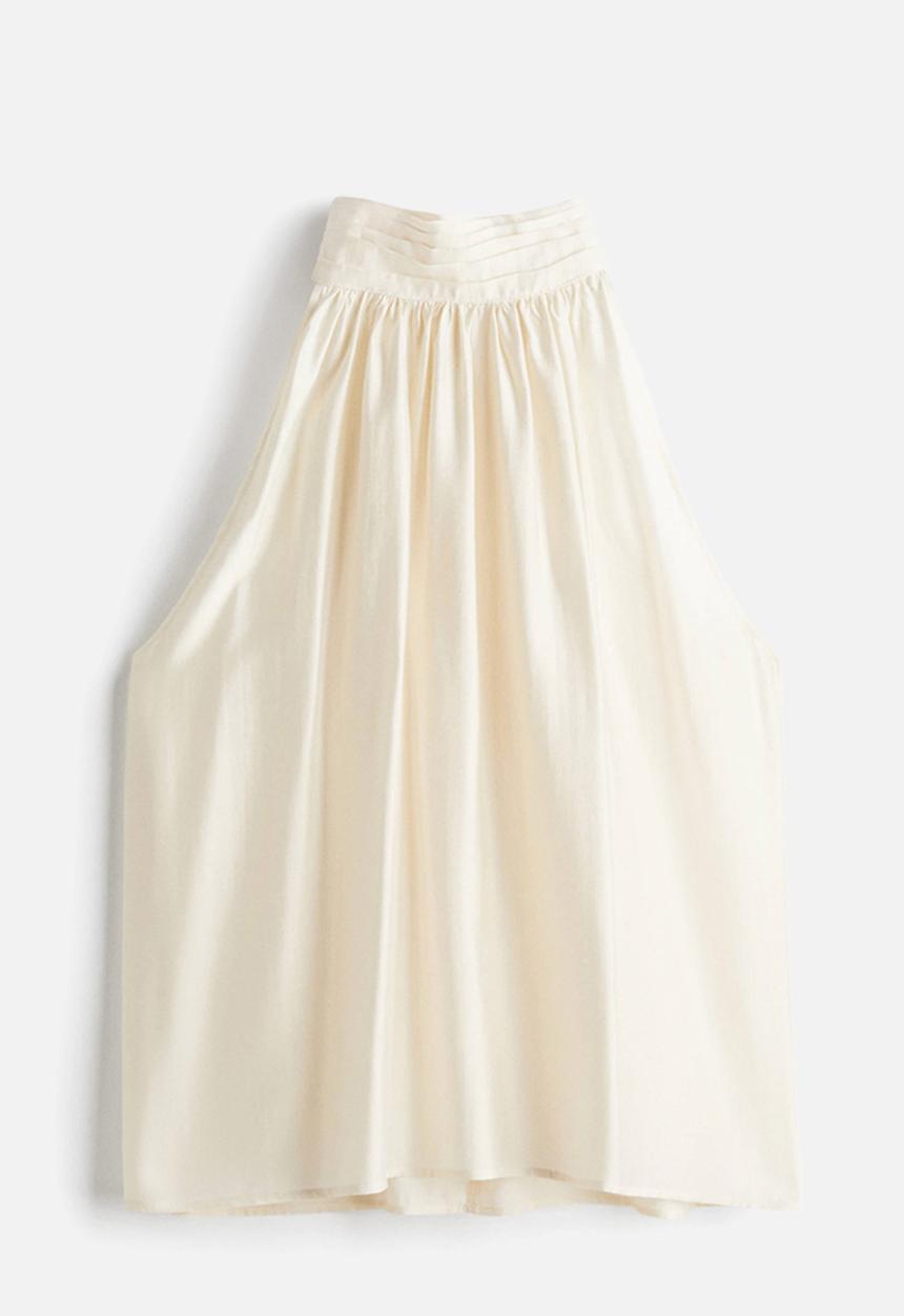 H&M - Draped-collar top - cream