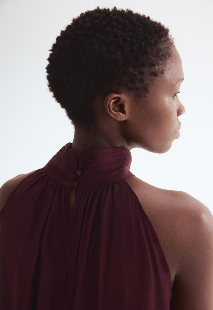 H&M - Draped-collar top - burgundy