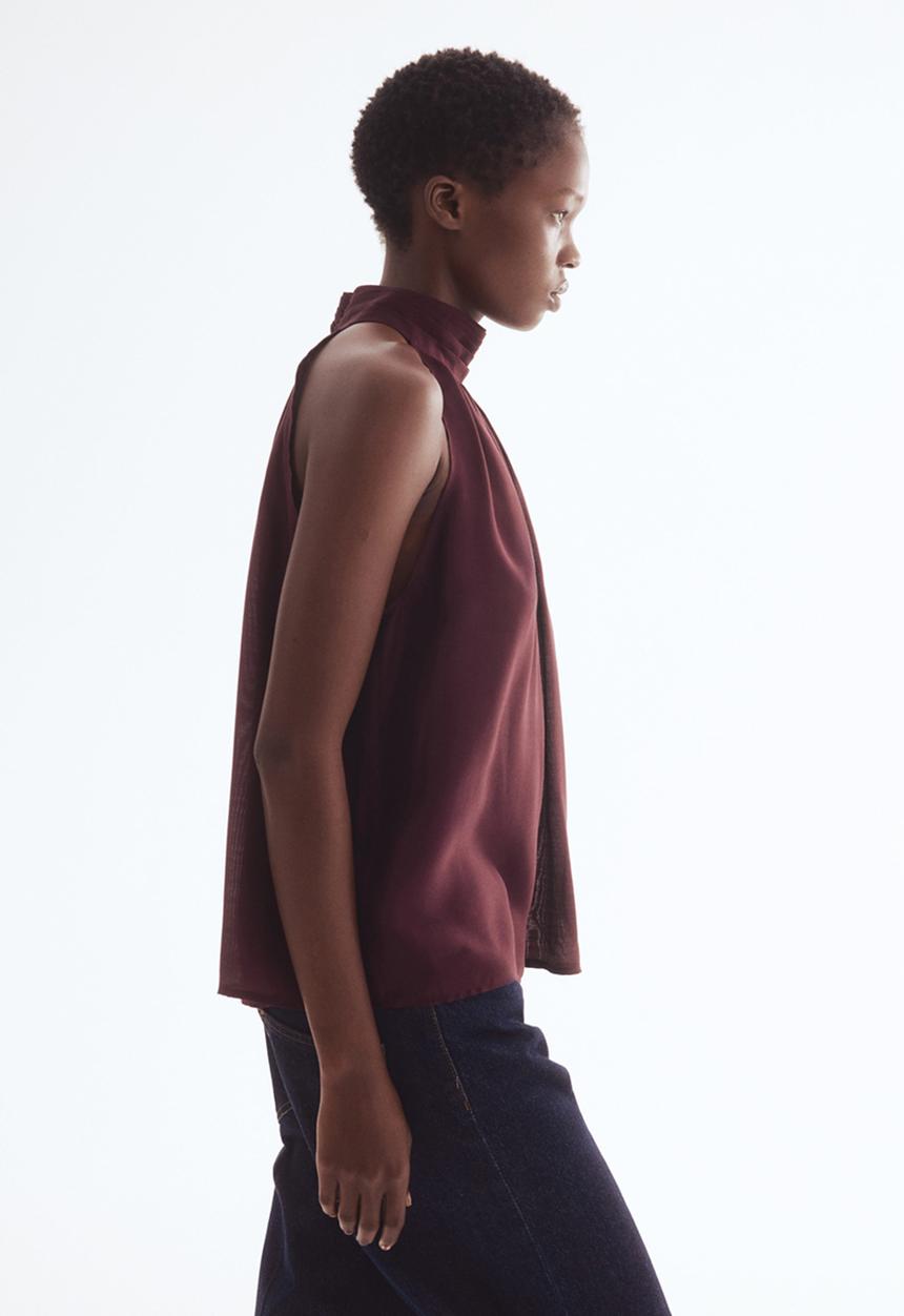 H&M - Draped-collar top - burgundy