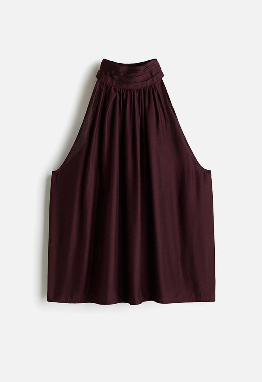 H&M - Draped-collar top - burgundy
