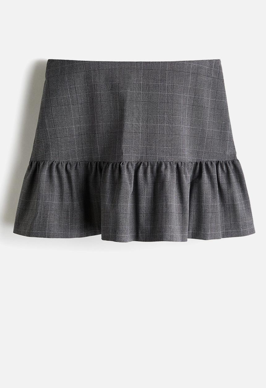 H&M - Flared mini skirt - grey/checked