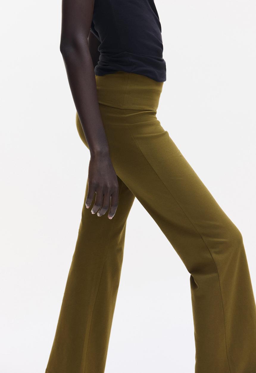 H&M - Foldover-waist cotton trousers - khaki green