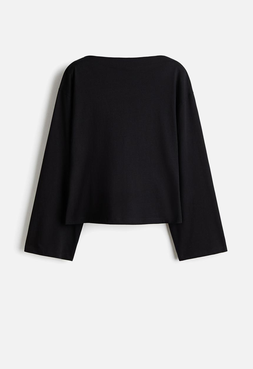 H&M - Boat-neck cotton top - black