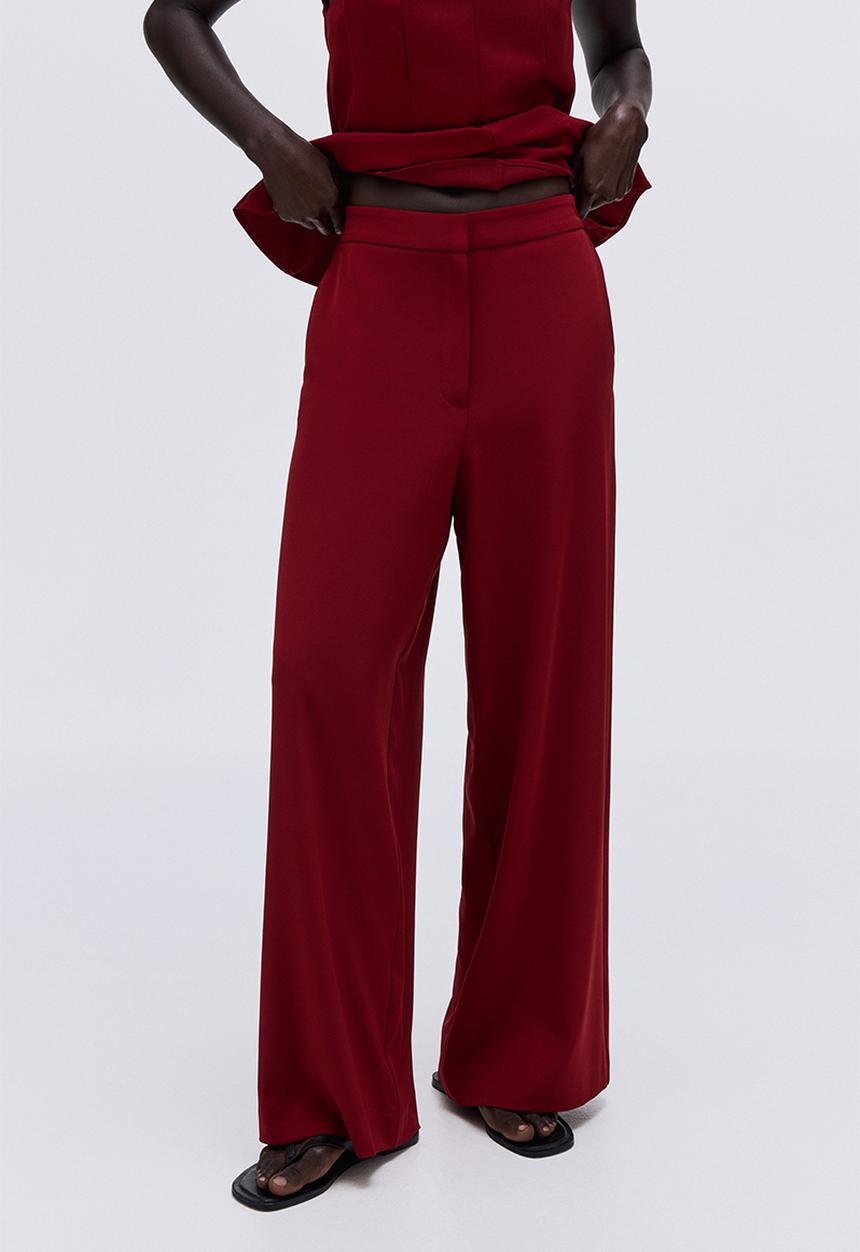 H&M - Wide trousers - dark red
