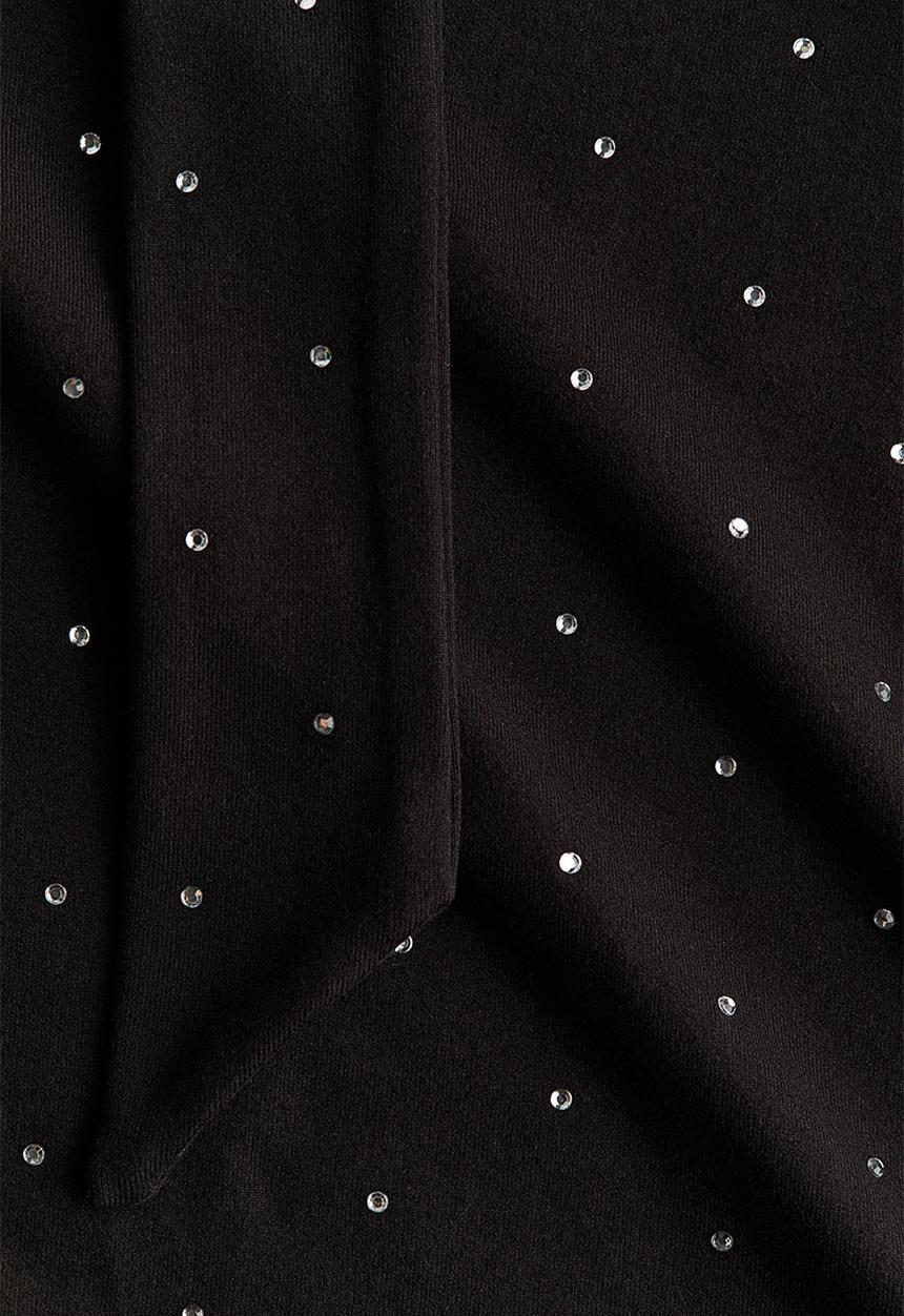 H&M - Scarf-detail top - black/spotted