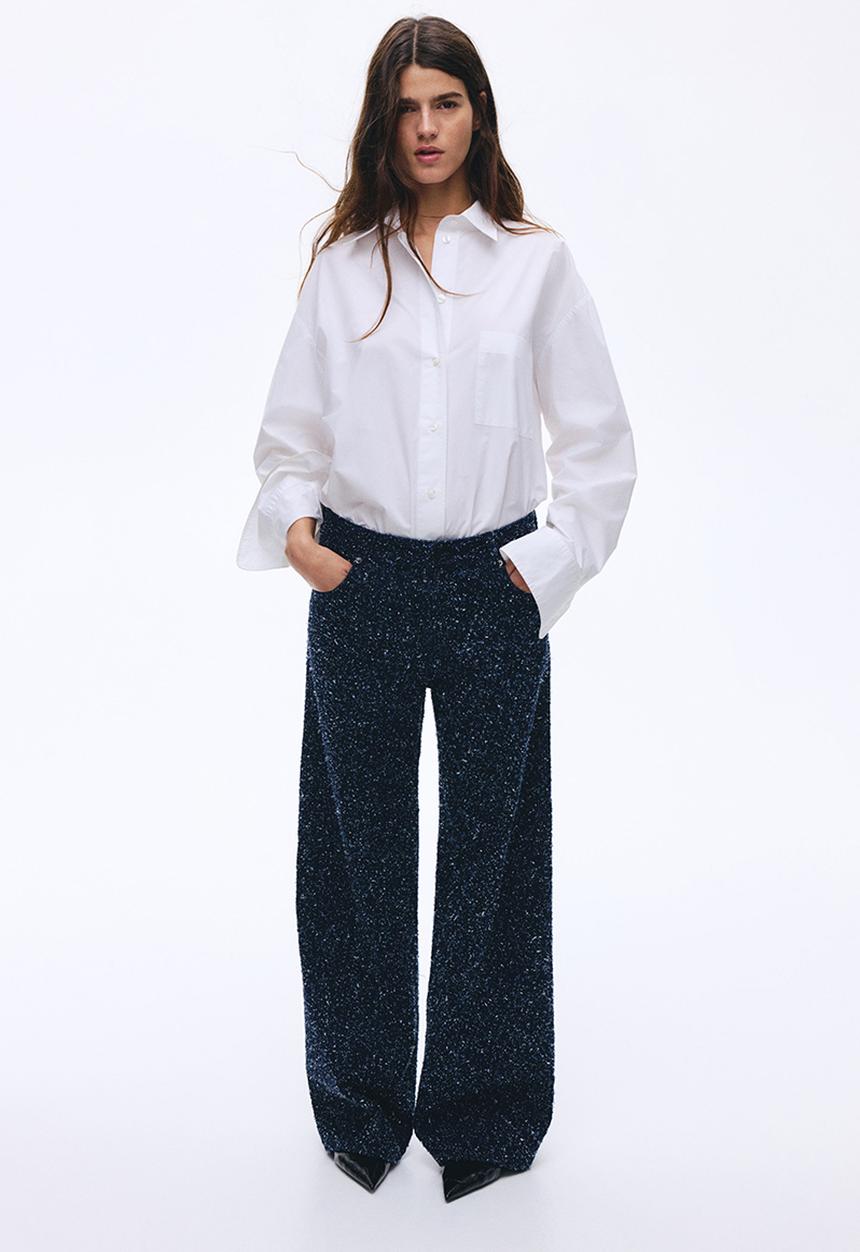 H&M - Boucle denim jeans - navy blue/glittery