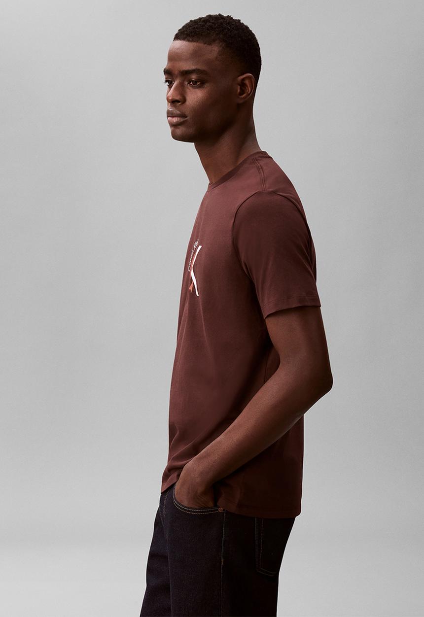 Calvin Klein - Ss 30S Whsl Ckj 2Tone Ck Graphic Tee - Rich Brown
