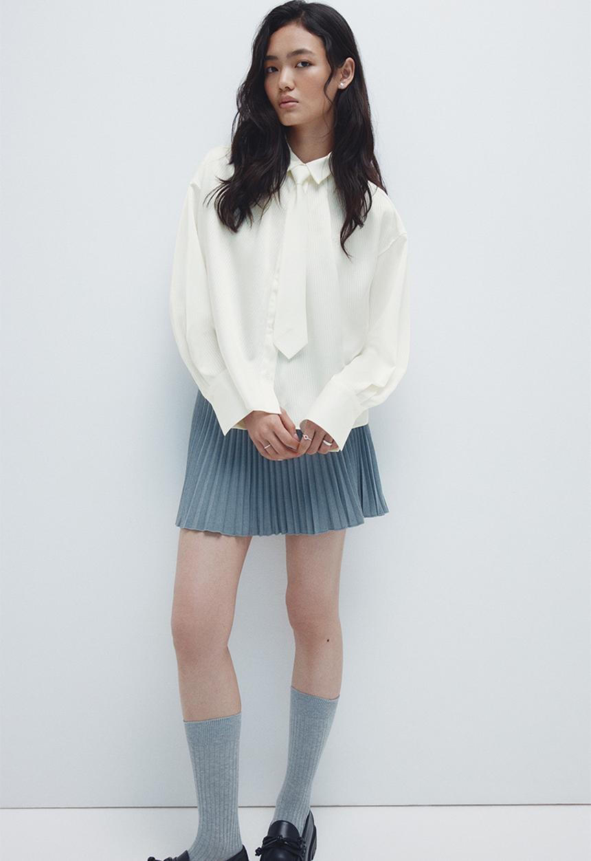 Tie-detail shirt - white - 1322767002