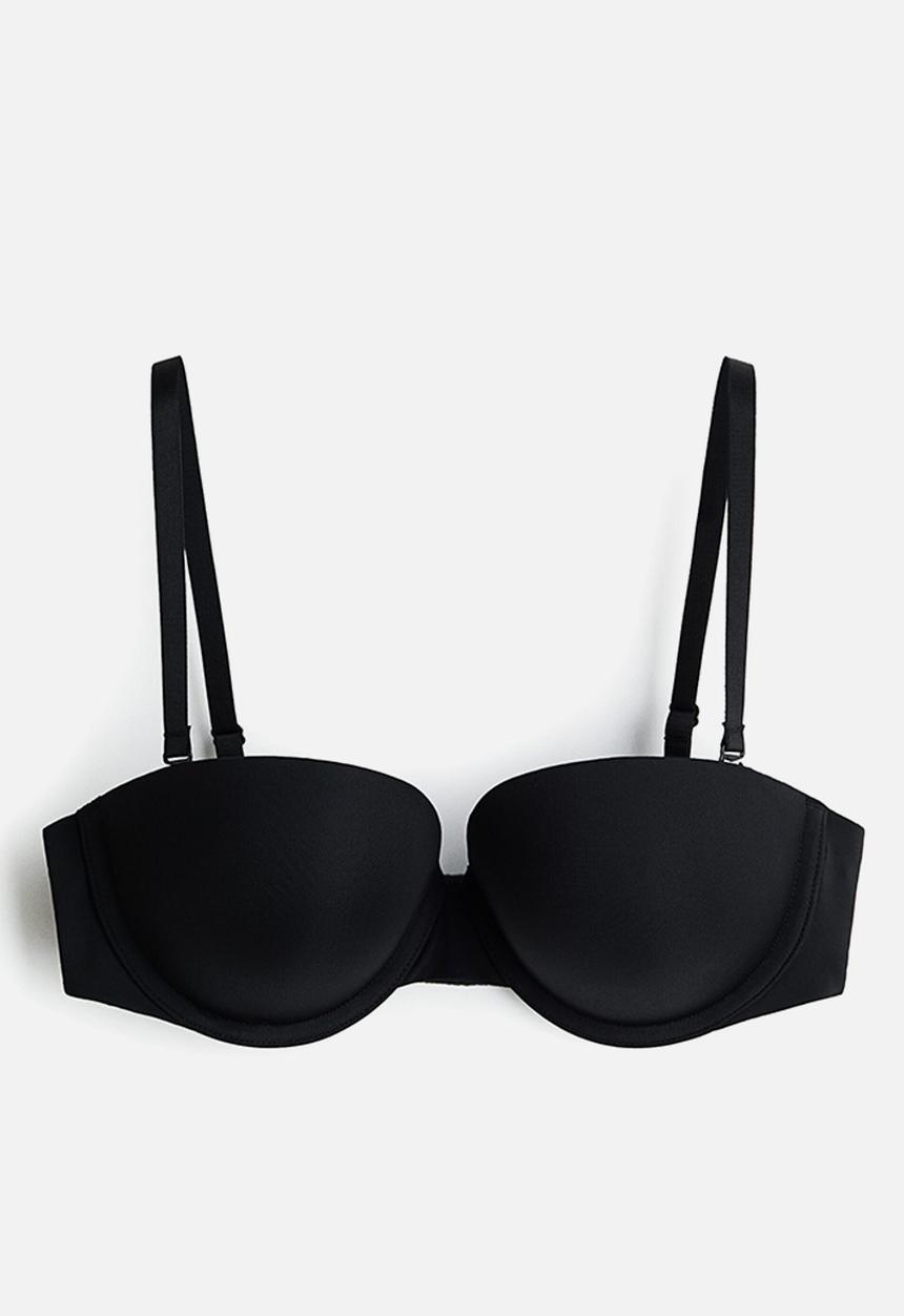 H&M - Push-up microfibre balconette bra - black