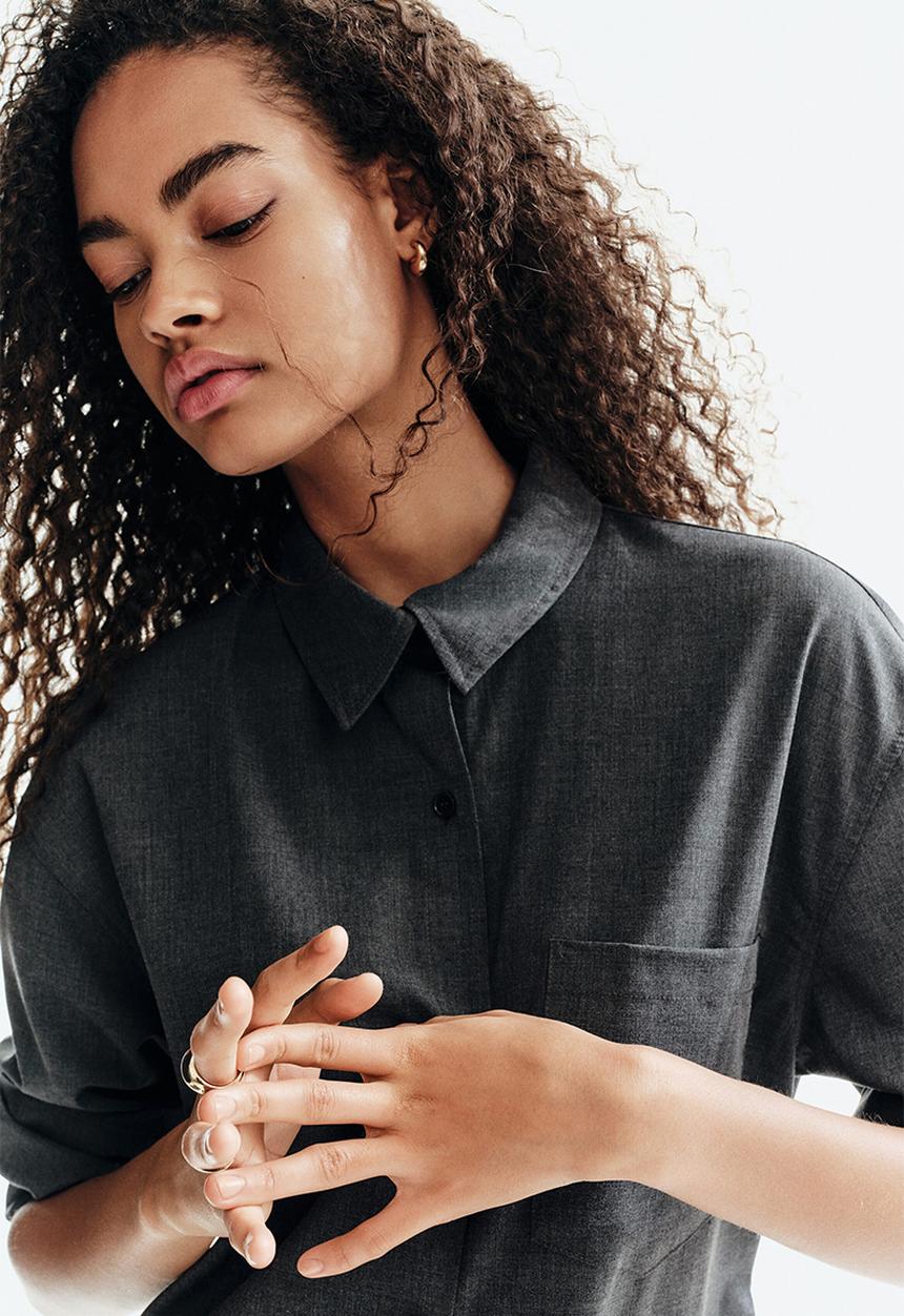 H&M - Oversized shirt - dark grey marl