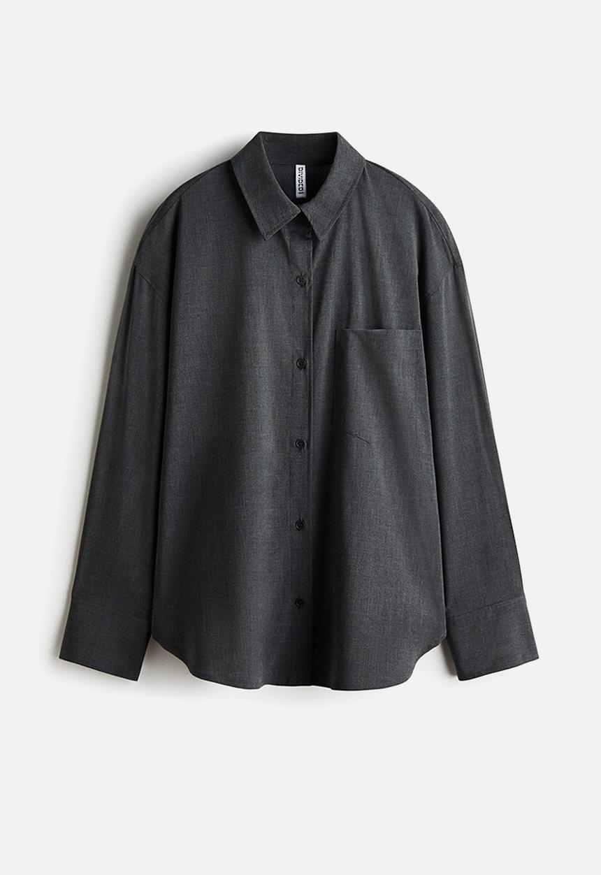 H&M - Oversized shirt - dark grey marl