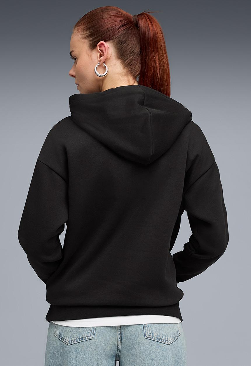 PUMA - Ess Centered Cat Logo Relaxed Hoodie Fl - Puma Black