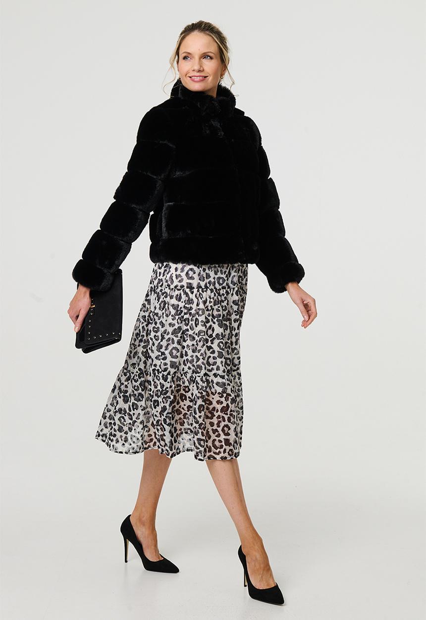 Stella Morgan - L/S Faux Fur Zip Through Jacket - Black