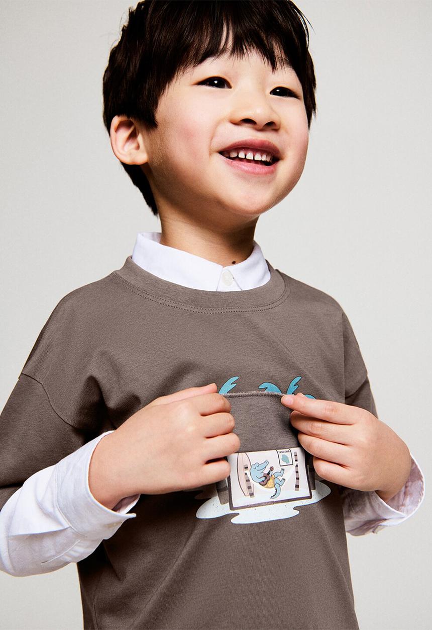 MANGO - T-Shirt CABIN - Dark Brown
