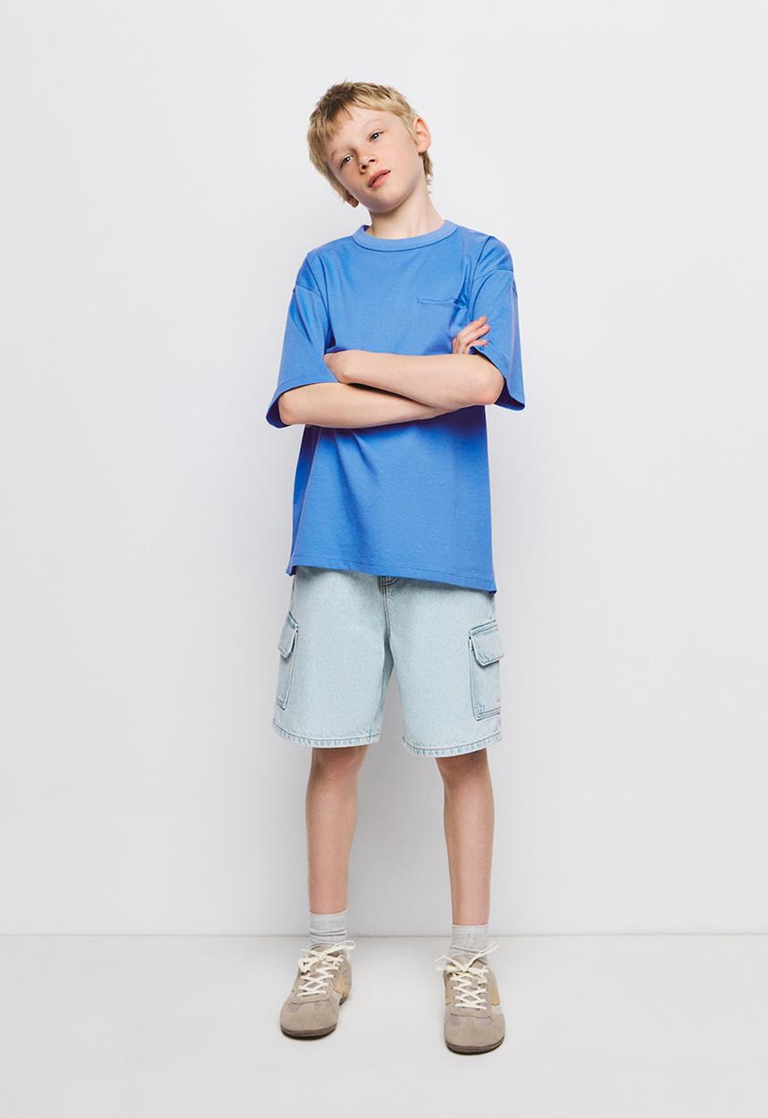 MANGO - T-Shirt BASICMC - Medium Blue