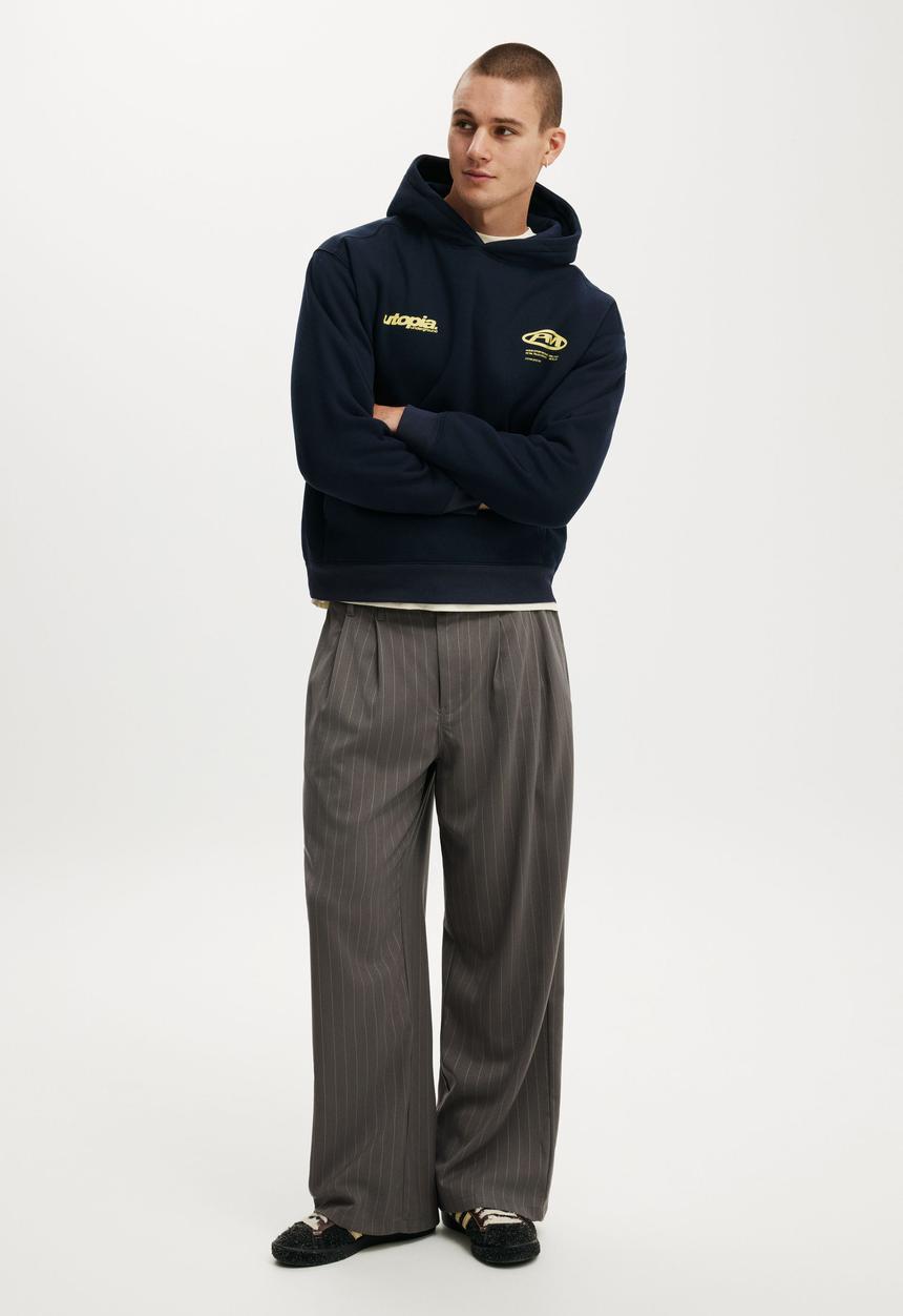 Cotton On - Box Fit Graphic Hoodie - True Navy/Utopia
