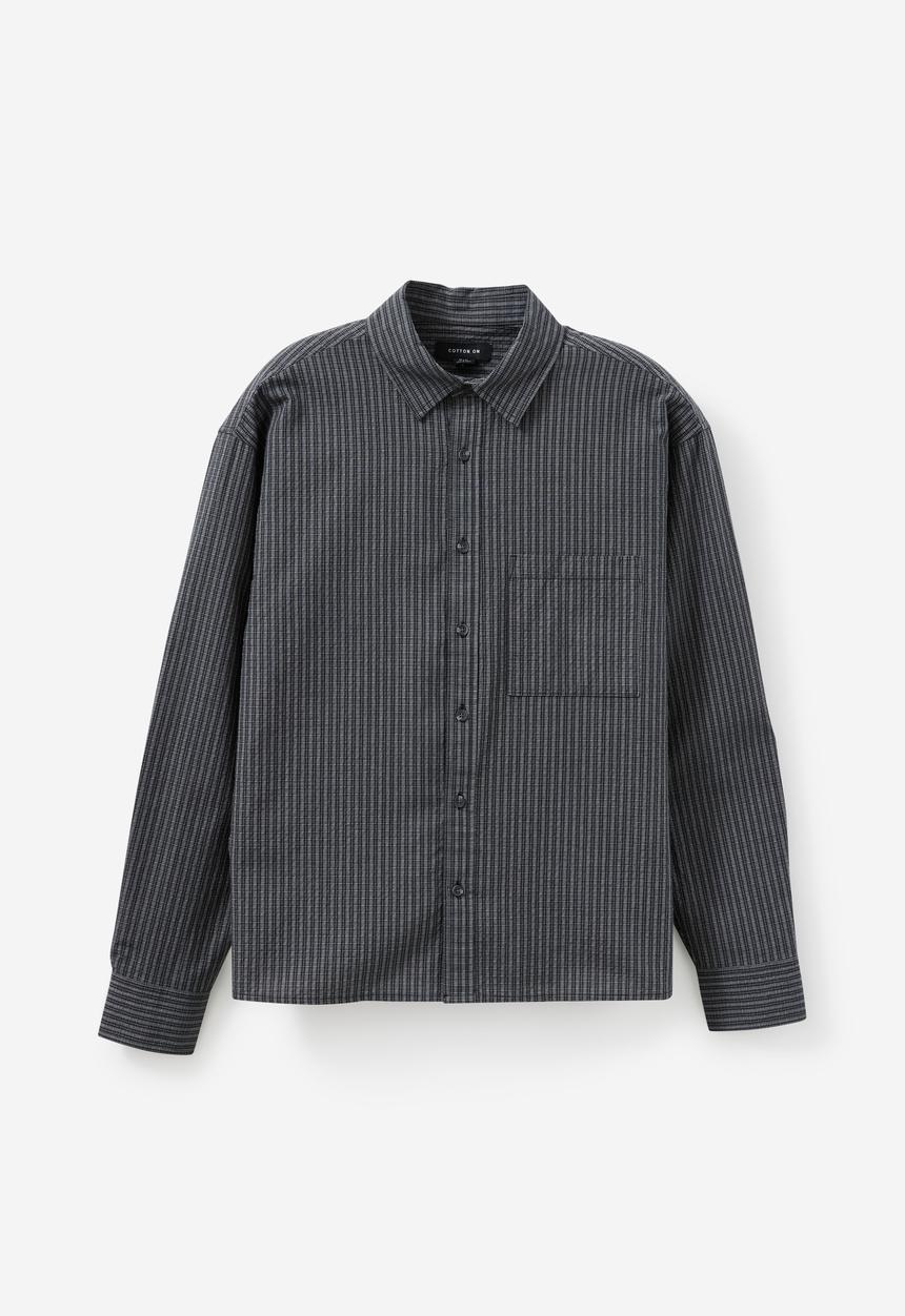 Cotton On - Hudson Long Sleeve Shirt - Black Mini Check