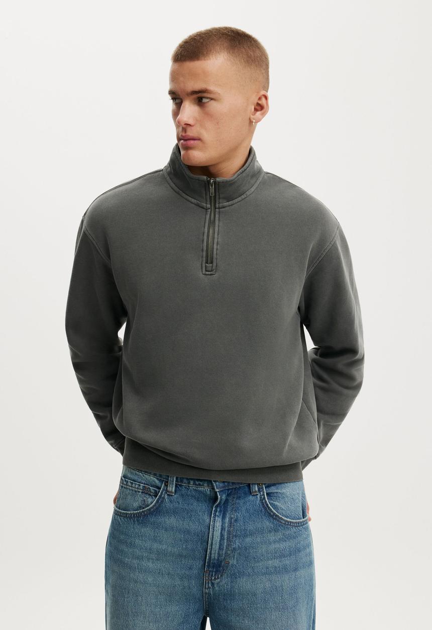 Cotton On - 1 4 Zip Fleece - Slate Stone Wash