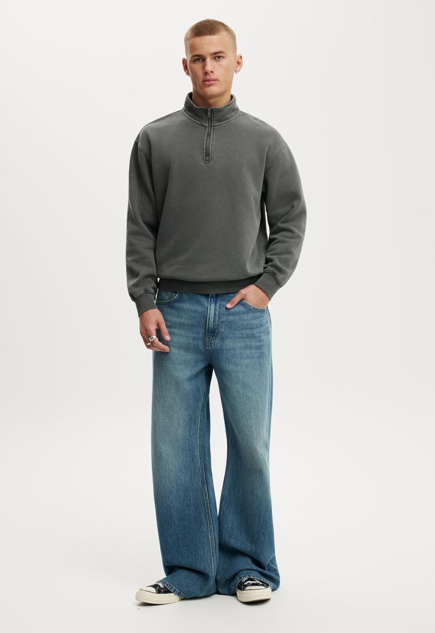 Cotton On - 1 4 Zip Fleece - Slate Stone Wash