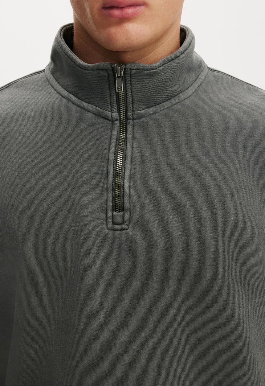 Cotton On - 1 4 Zip Fleece - Slate Stone Wash