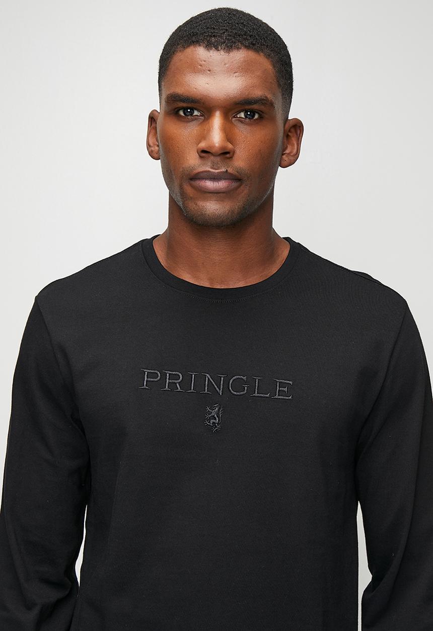 Pringle of Scotland - Ethan Embroidery Long Sleeve T-shirt - Black